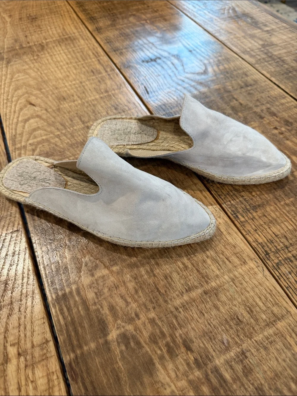Women’s Suede Slip-On Espadrille Mules - Light Gray, 8